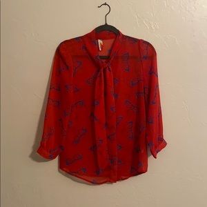 Red glasses blouse